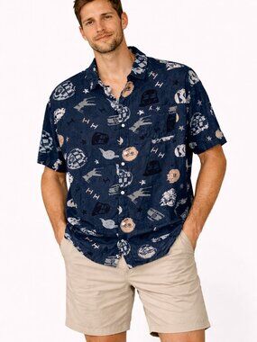 Star Wars Men's Graphic Button Up Rayon Shirt - Size XXL